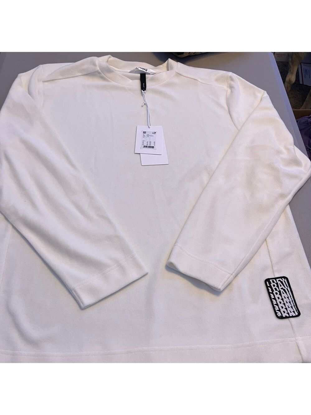 Rains Fossil Crew neck Fleece Sweatshirt Sz L NWT $95